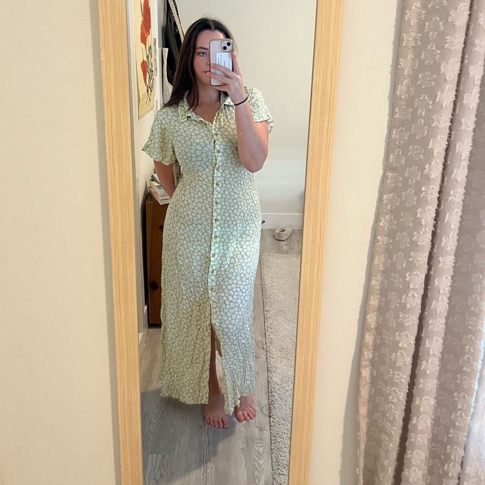 Short sleeve button down maxi dress